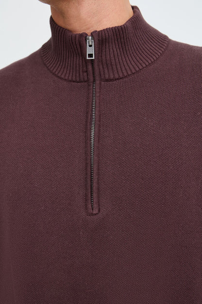 Maglione mezza zip Borgogna Solid