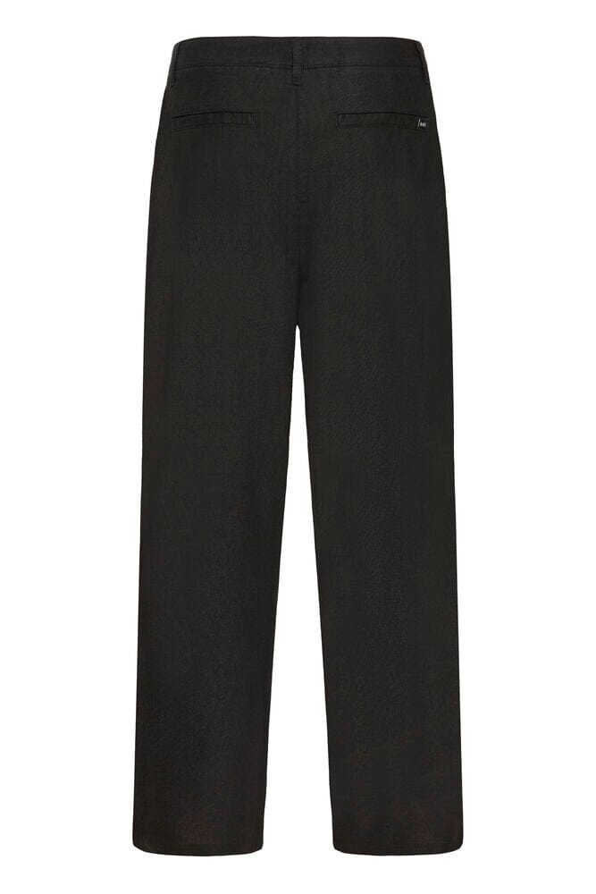 Pantalone in lino nero con pinces SOLID