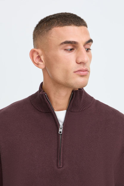 Maglione mezza zip Borgogna Solid