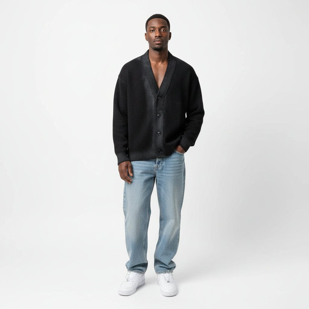 Cardigan Streetwear nero sfumato