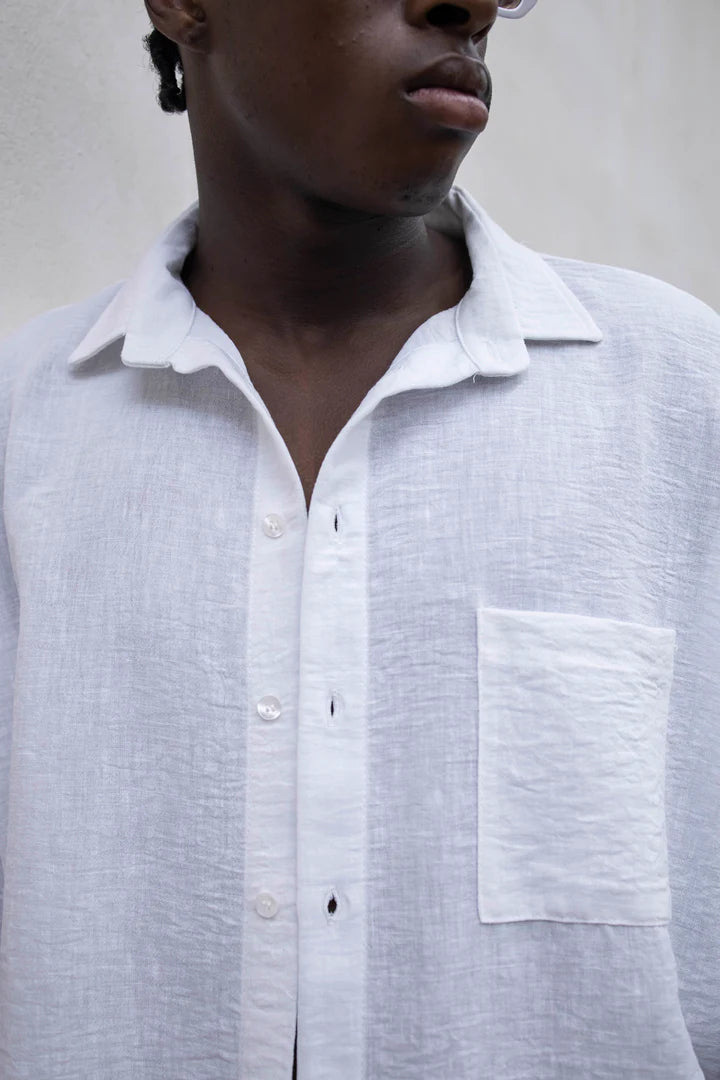 Camicia Boxy Simil Lino Bianca