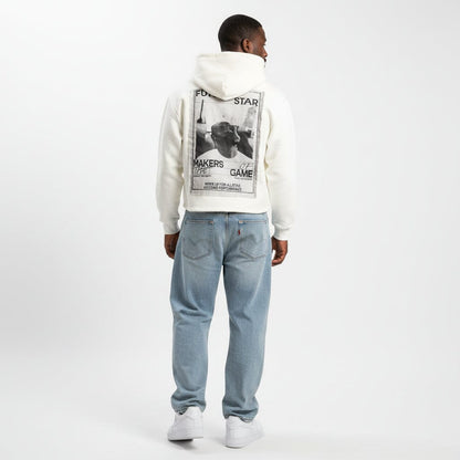 Felpa “Tupac” – Boxy Fit con Cappuccio Bianca