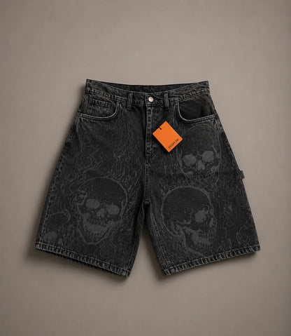 Short Skulls & Flames Nero
