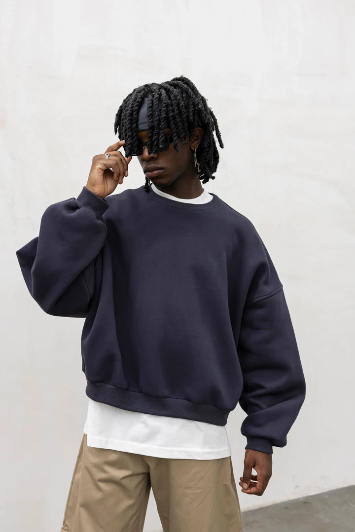 Felpa Basic Over Girocollo Piombo