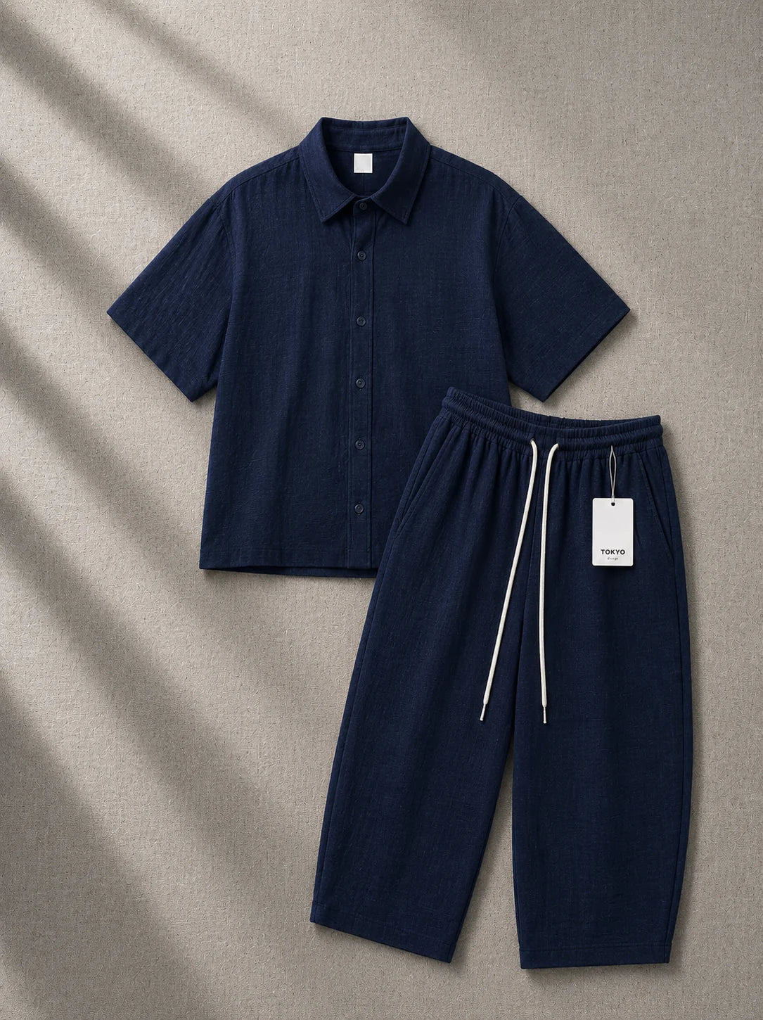 Coordinato in lino Blu