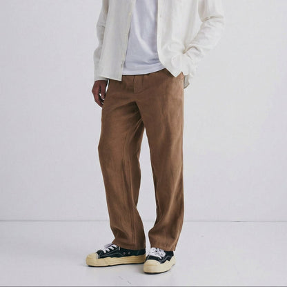 Pantalone in lino marrone SOLID