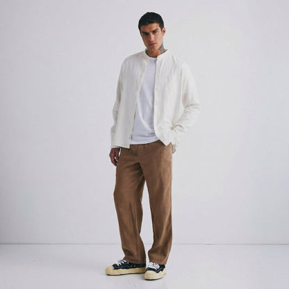 Pantalone in lino marrone SOLID