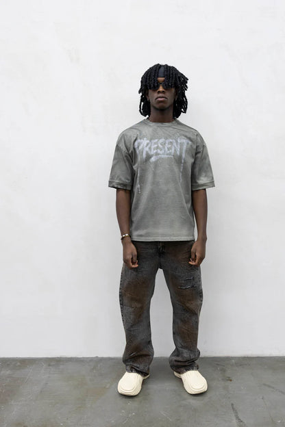 Jeans Baggy Washed Grigio/Marrone