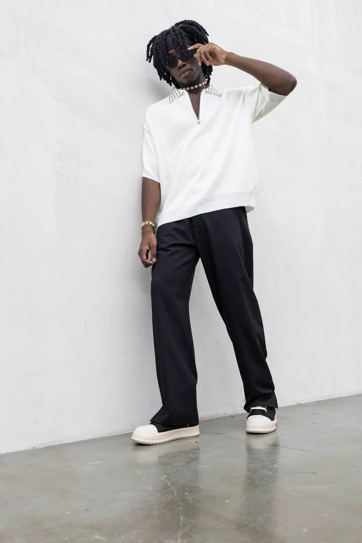 Pantalone sartoriale spacchetti nero