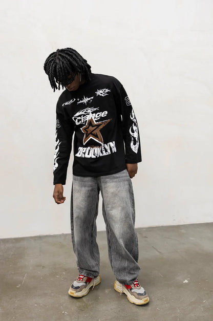 Longsleeve Brooklyn Star Nera