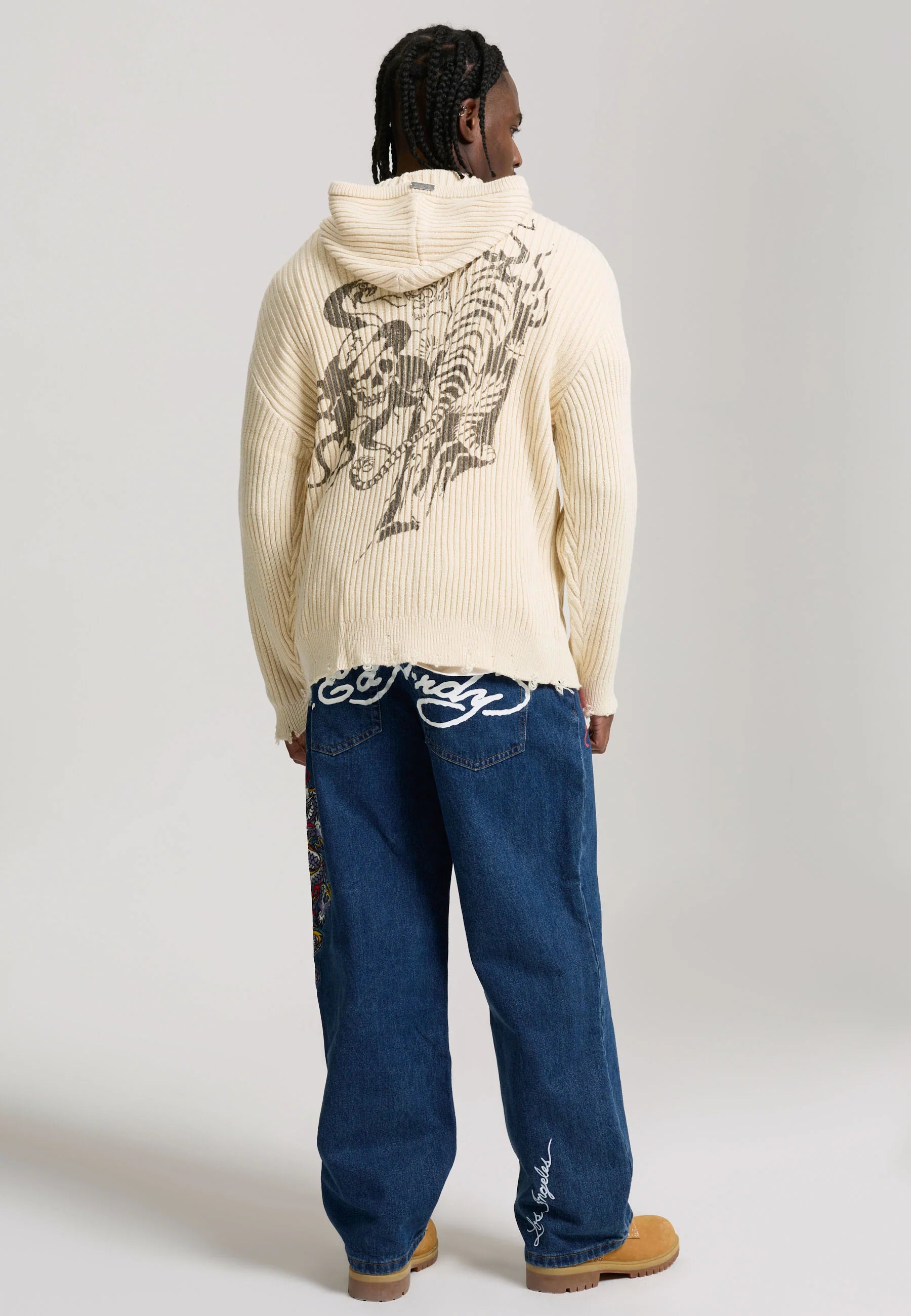 Maglione con cappuccio Ed Hardy – Tiger & Skull Graphic