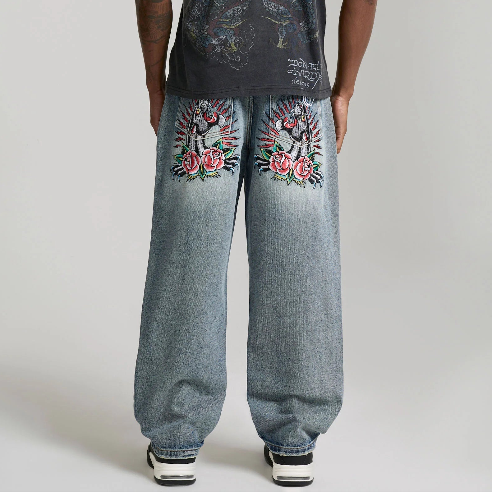 Jeans Ed Hardy Embroidered Panther Relaxed