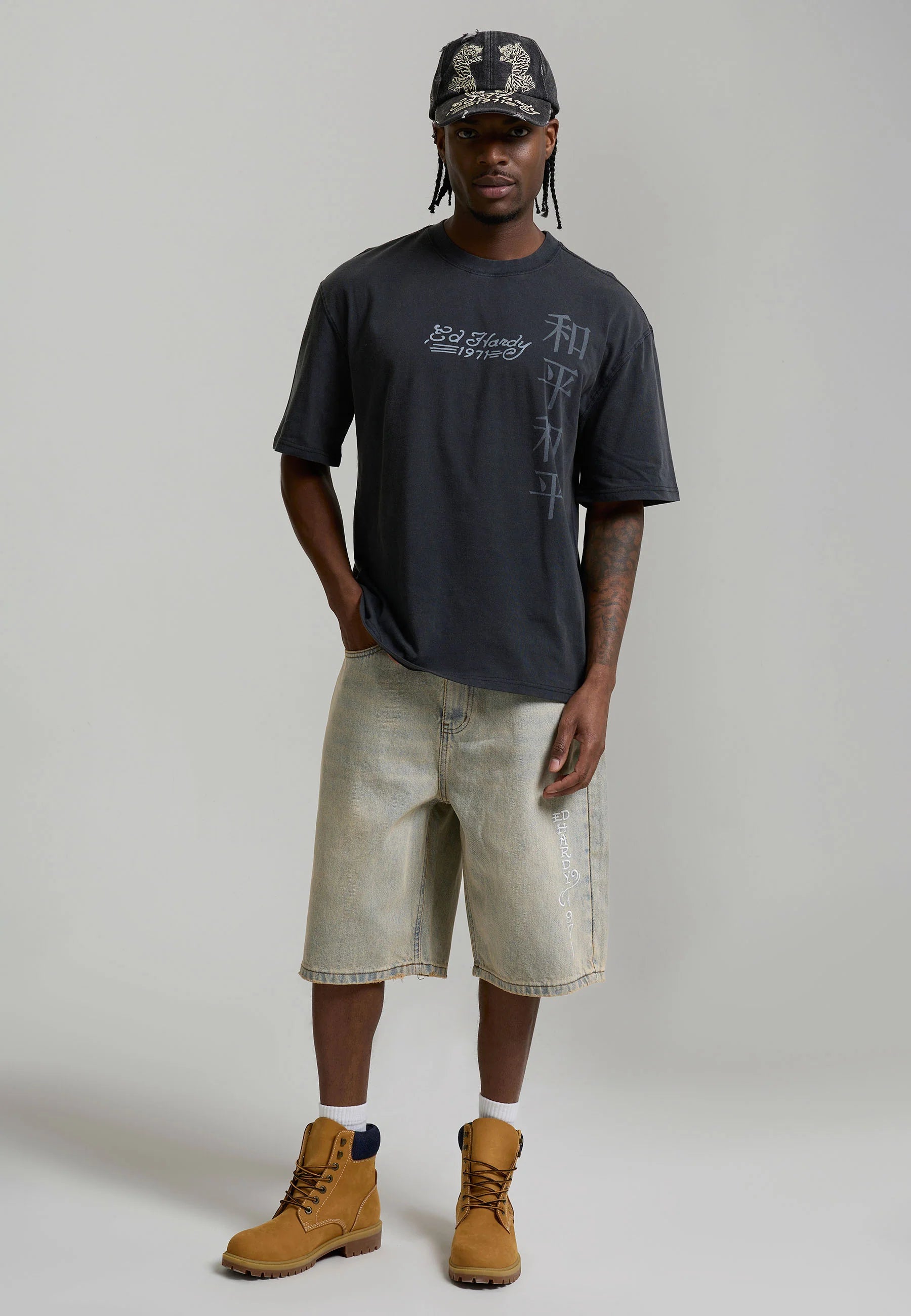 T-shirt Ed Hardy Washed Snake Charmer Black