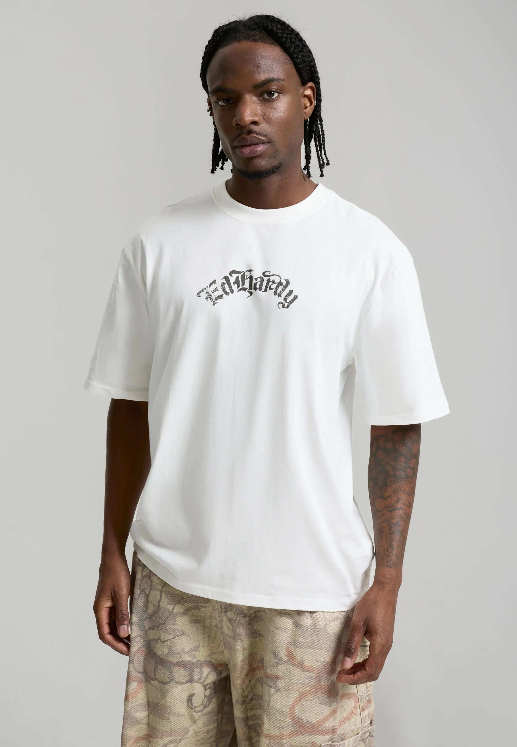 T-shirt Ed Hardy Faded Gothic Skull White