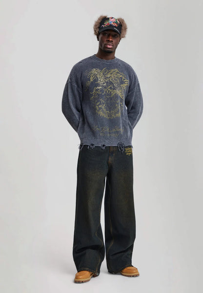 Maglione Distressed Los Angeles Ed Hardy