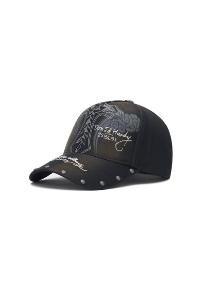 Cappello Ed Hardy Storming Rose Washed 5 Panel Trucker Cap - Black
