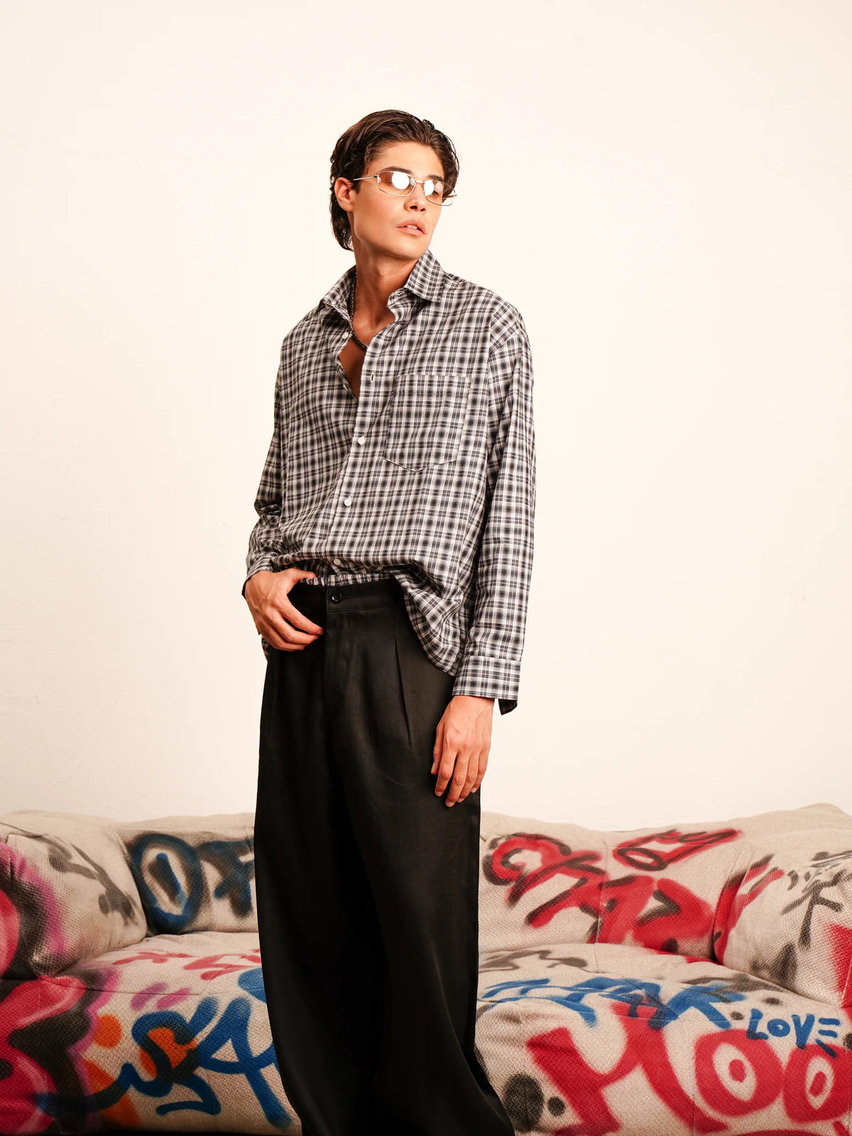 Camicia Check Minimal Couture Nera