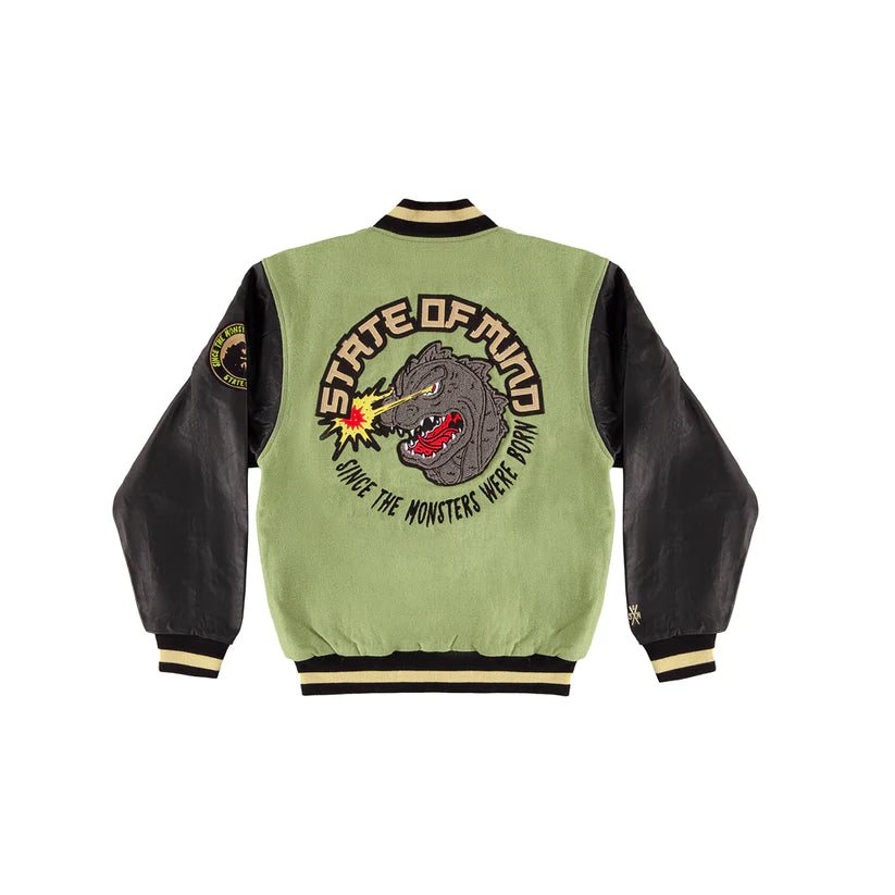 Giubotto 5tate of mind " 5OMZILLA " Varsity Jacket Military Green