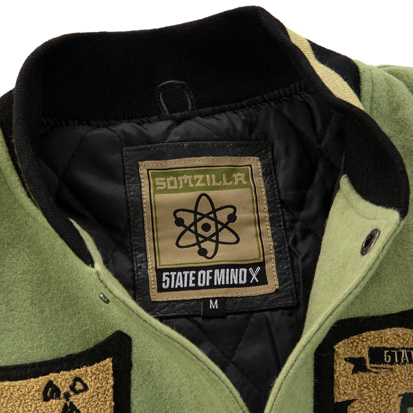 Giubotto state of mind " 5OMZILLA " Varsity Jacket Military Green