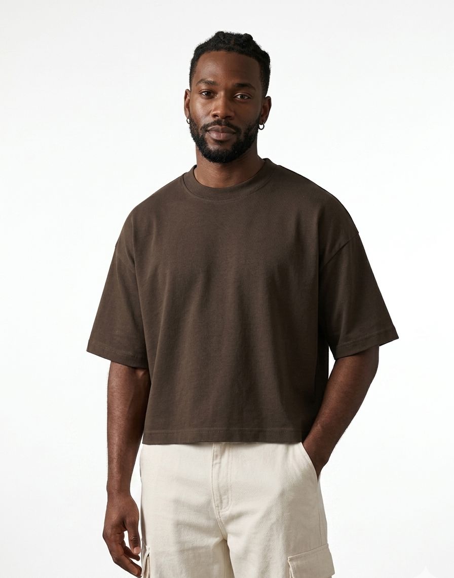 T-shirt Crop Basic Marrone