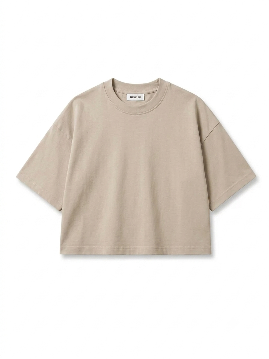 T-shirt Crop Basic Beige