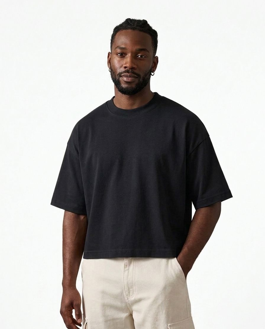 T-shirt Crop Basic Nero