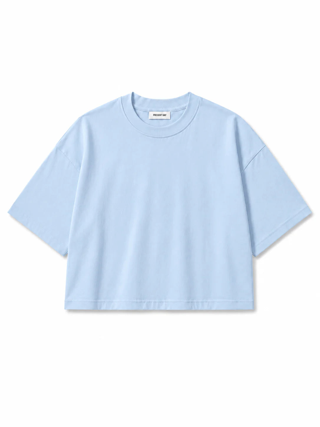 T-shirt Crop Basic Celeste