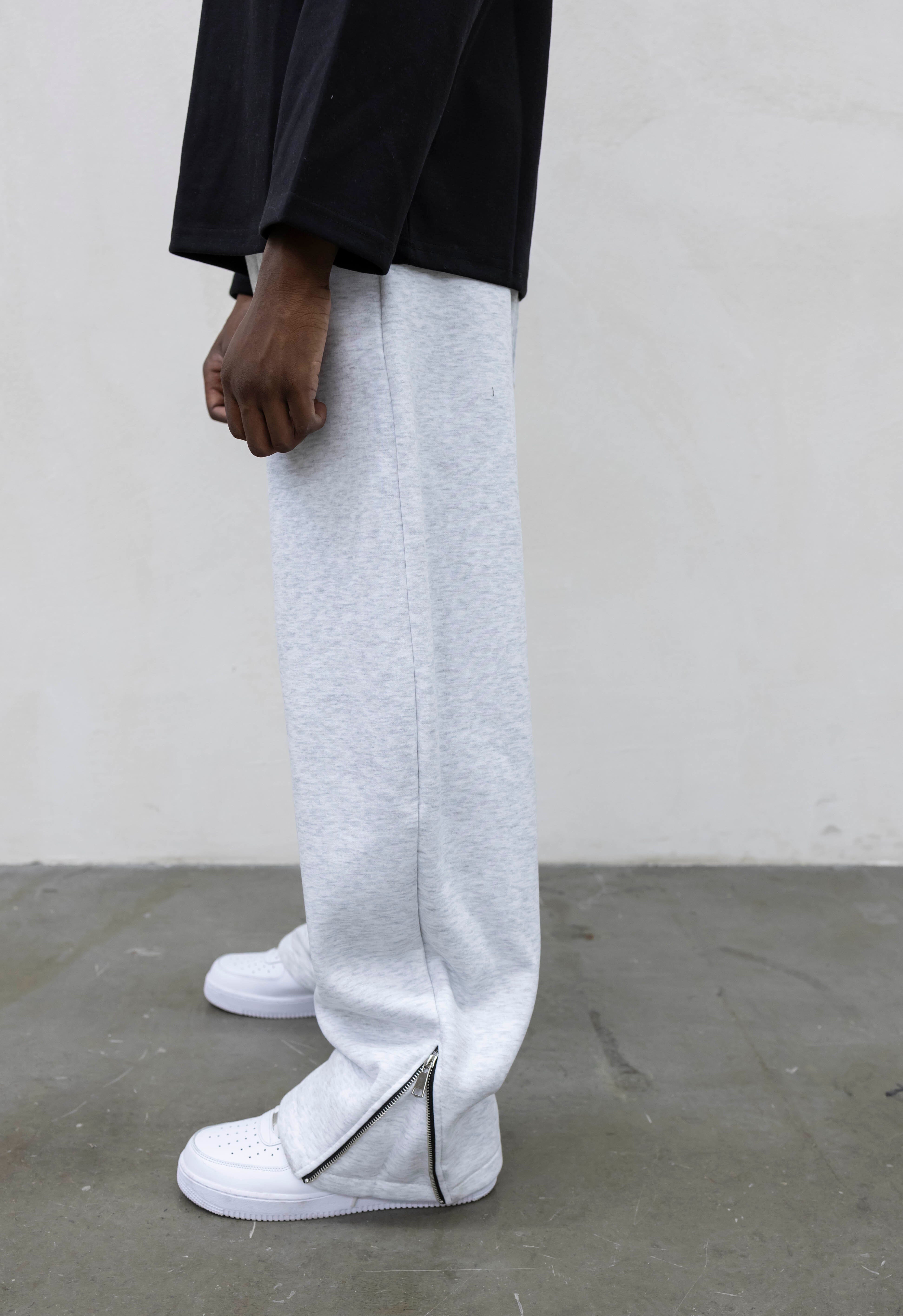 Pantalone Tuta Balloon con Zip Regolabile Grigio