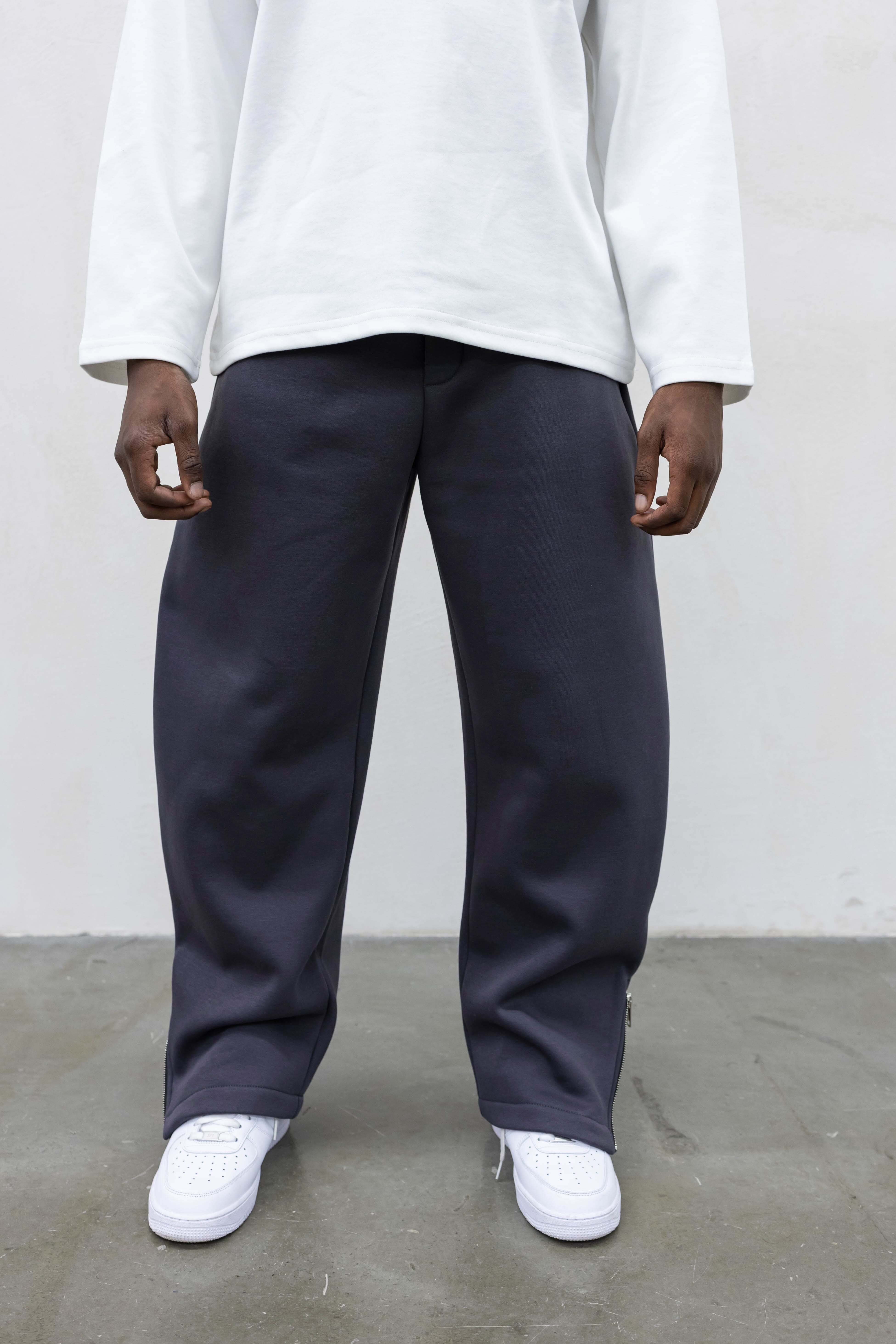 Pantalone Tuta Balloon con Zip Regolabile Piombo