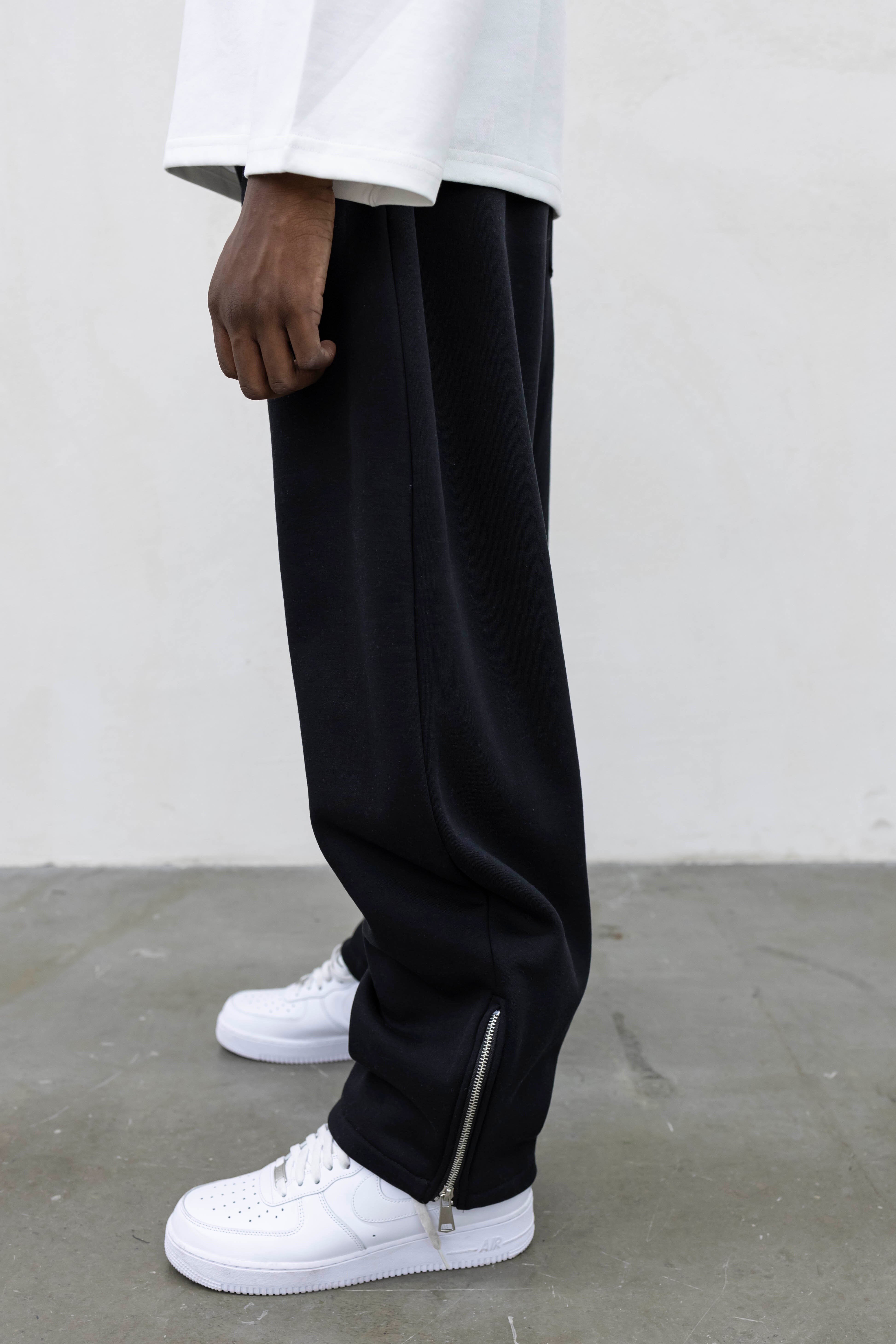 Pantalone Tuta Balloon con Zip Regolabile Nero