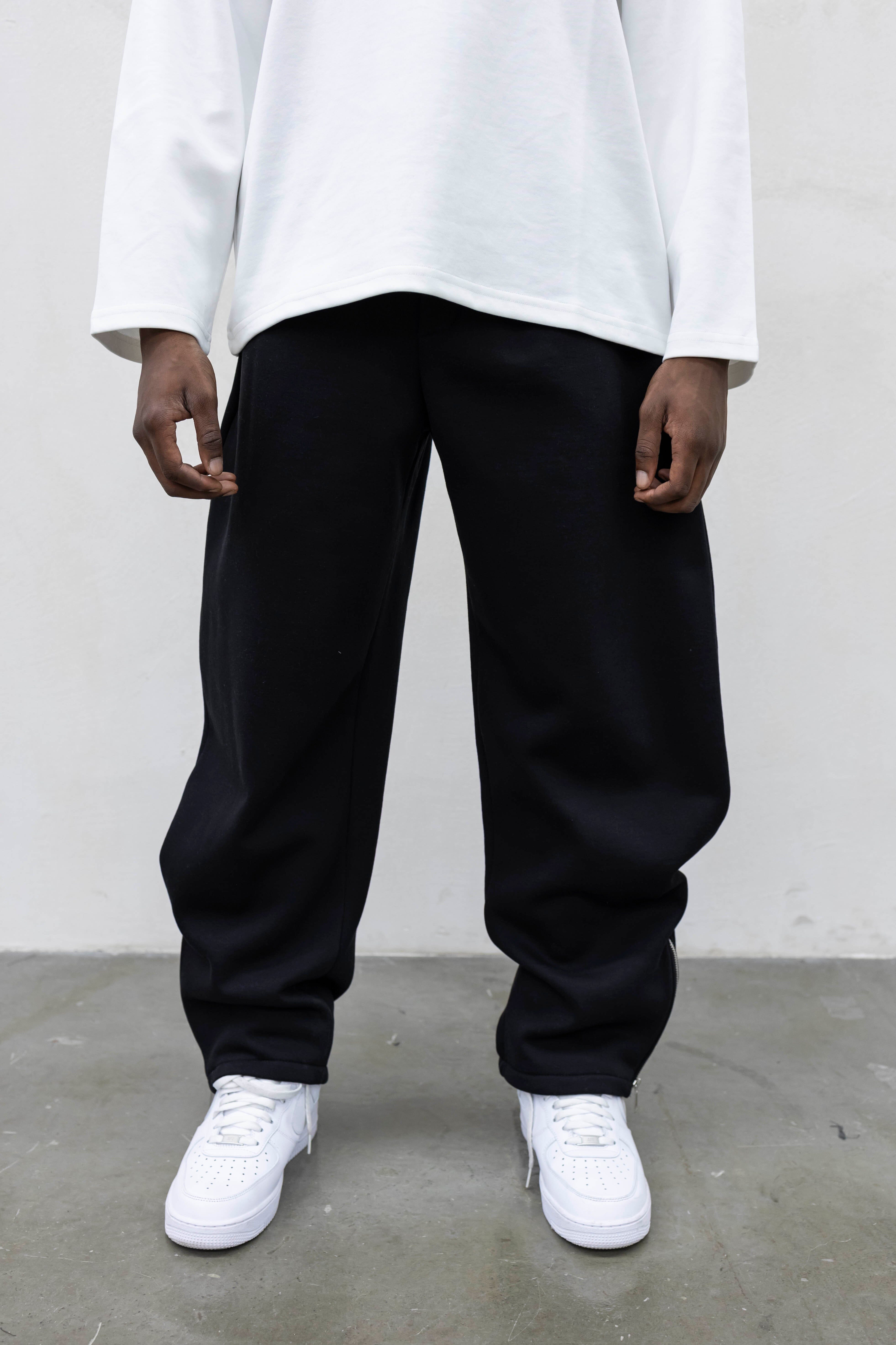 Pantalone Tuta Balloon con Zip Regolabile Nero