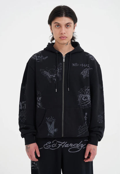 Felpa Ed Hardy Tattoo Club Zip Thru