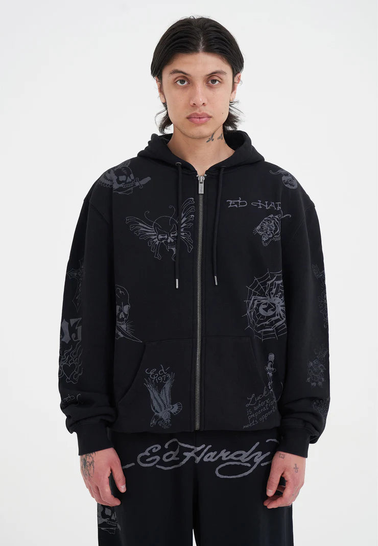 Felpa Ed Hardy Tattoo Club Zip Thru