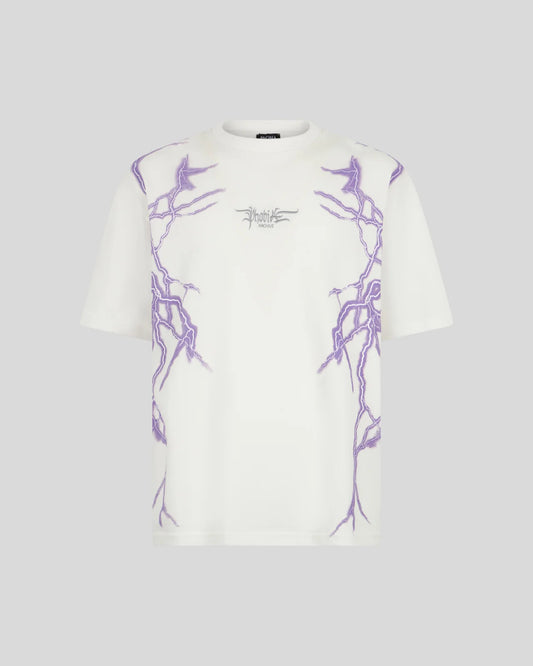 T-shirt Phobia bianca con stampa viola laterale