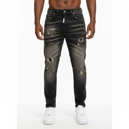 Jeans Nero Lavaggio Used con Effetto Destroyed Cianotic
