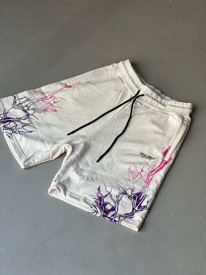 Short Tuta Phobia Bianco Fulmini Fucsia/Viola