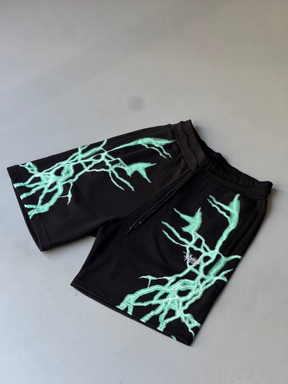 Short Tuta Phobia Nero Fulmini Verdi