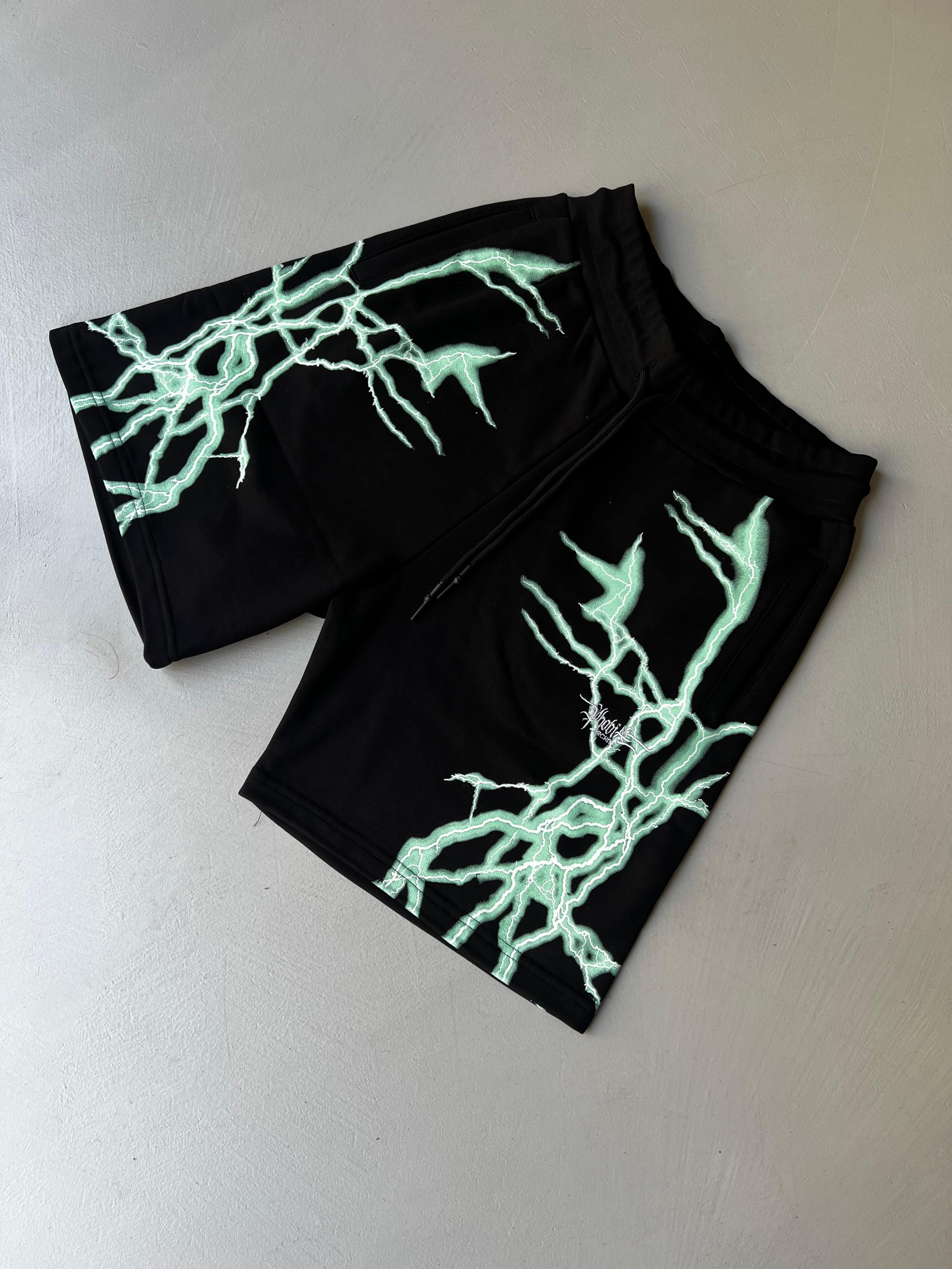 Short Tuta Phobia Nero Fulmini Verdi