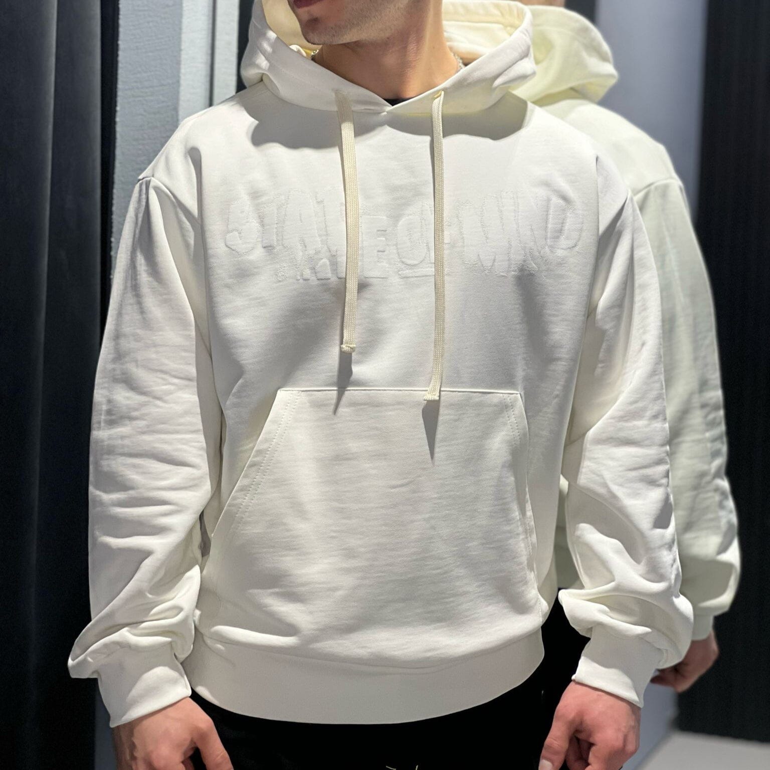 Felpa Cappuccio Mottos 5tate of Mind Total white