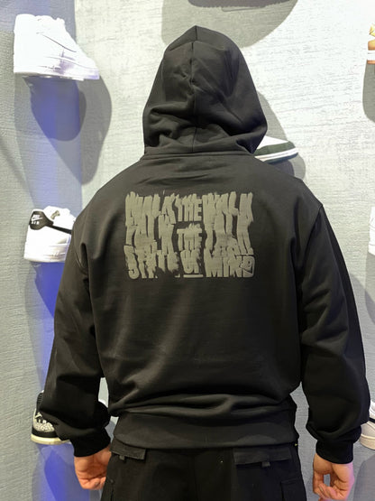 Felpa Cappuccio Mottos 5tate of Mind Total Black