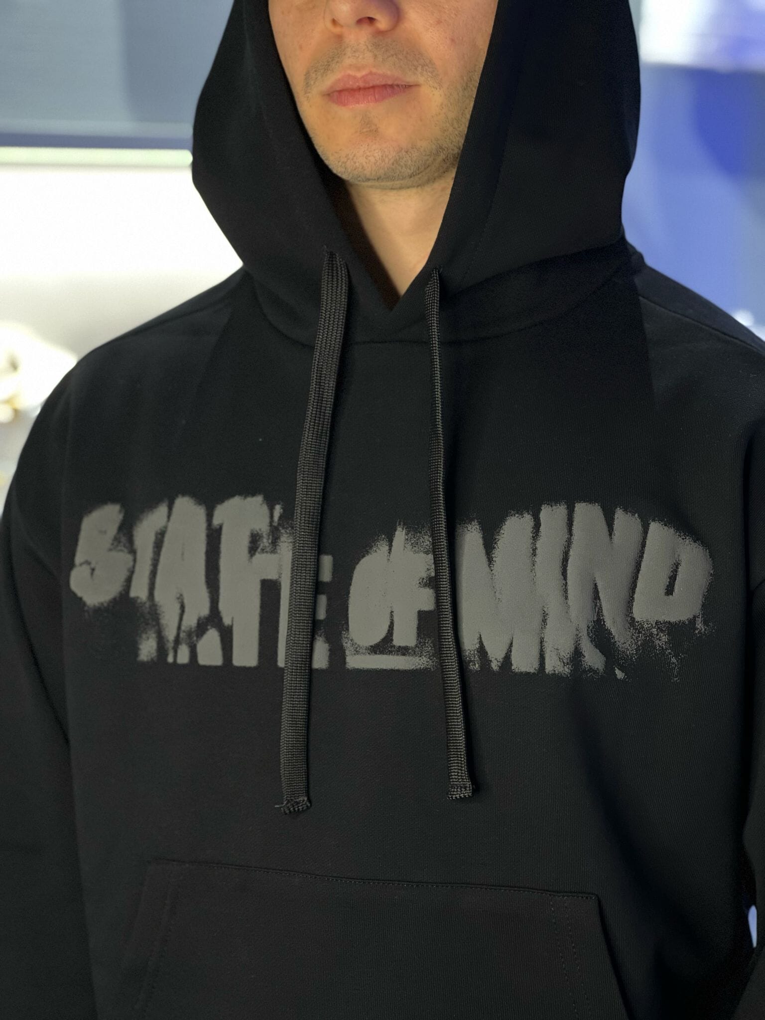 Felpa Cappuccio Mottos 5tate of Mind Total Black