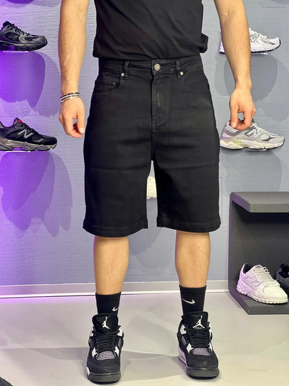 Short denim basic nero