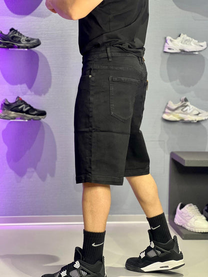 Short denim basic nero