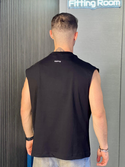T-shirt Smanicata Capto Black 100% cotone