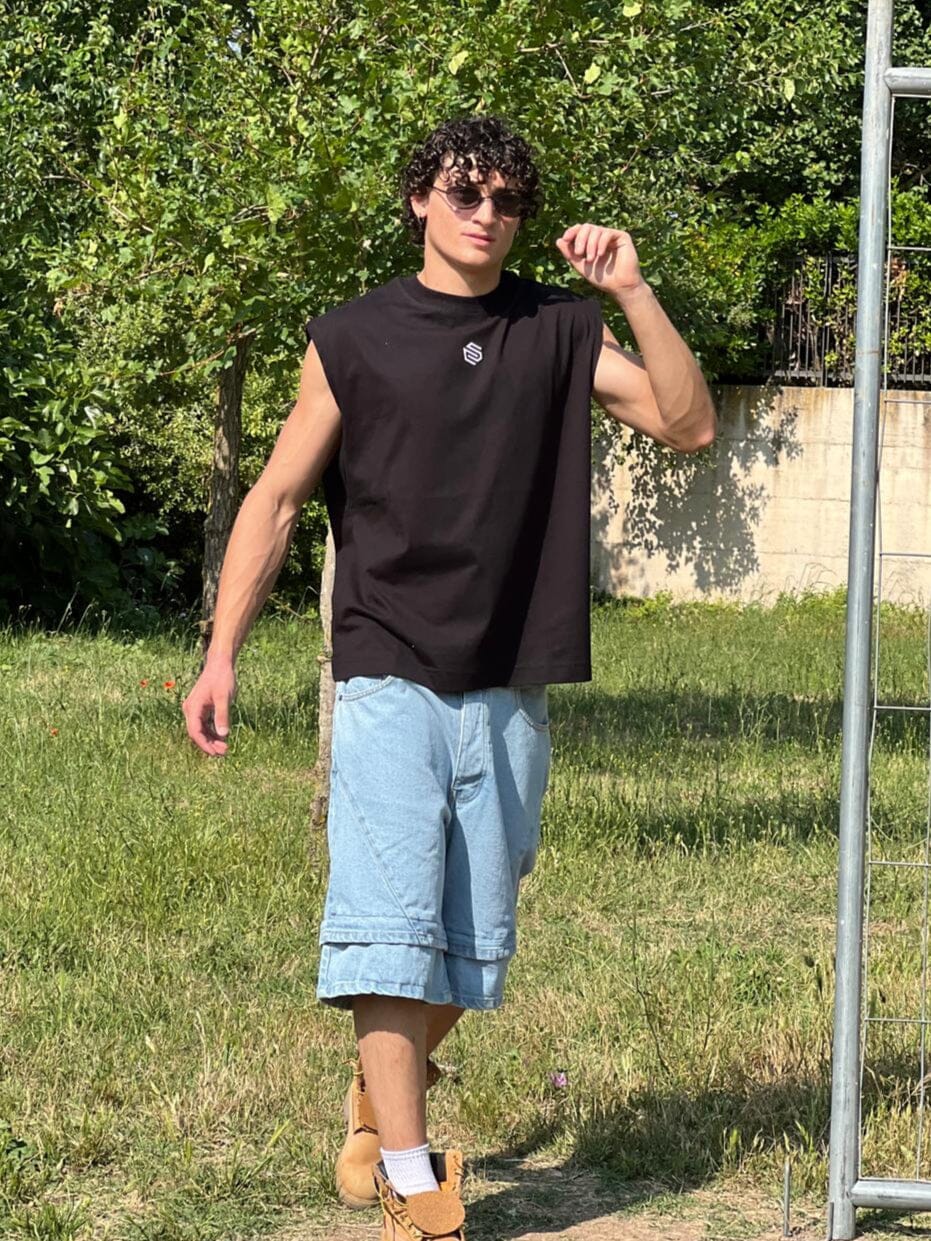 T-shirt Smanicata Capto Black 100% cotone