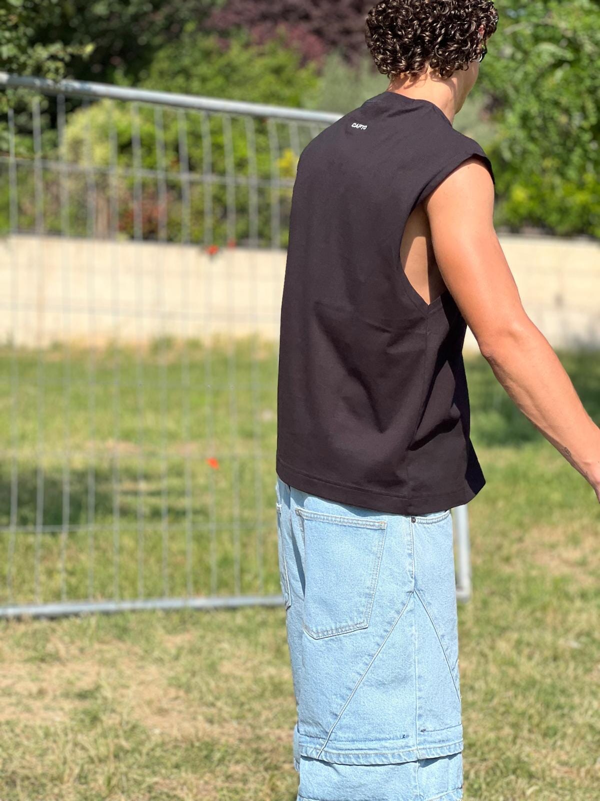 T-shirt Smanicata Capto Black 100% cotone