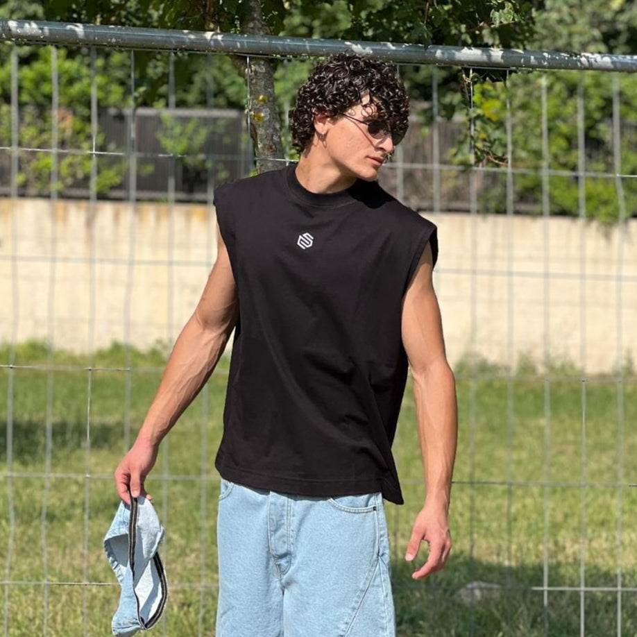 T-shirt Smanicata Capto Black 100% cotone