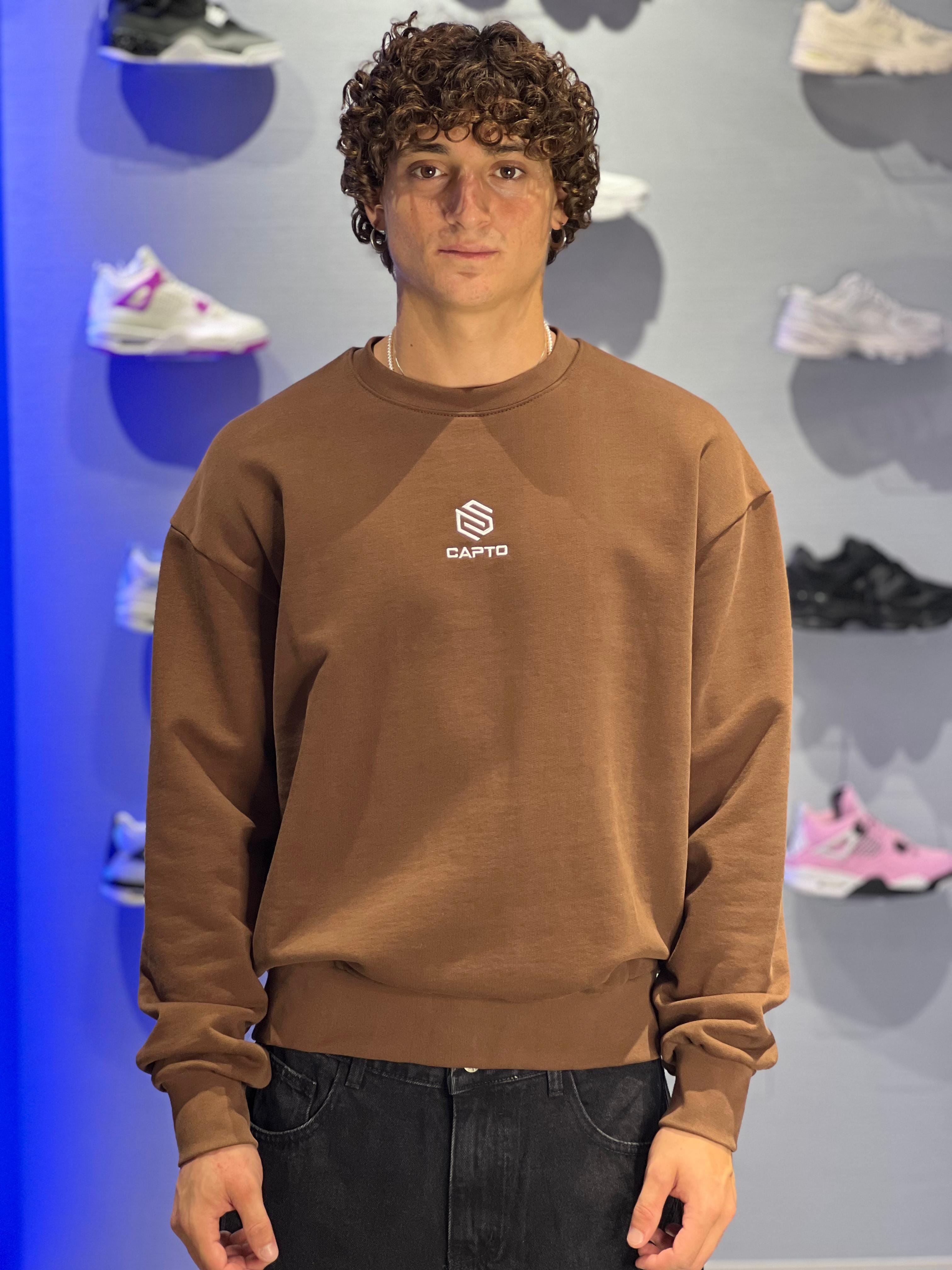 Felpa Capto Marrone – 100% Cotone Garzato
