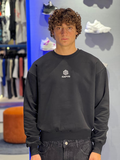Felpa Capto Nera – 100% Cotone Garzato