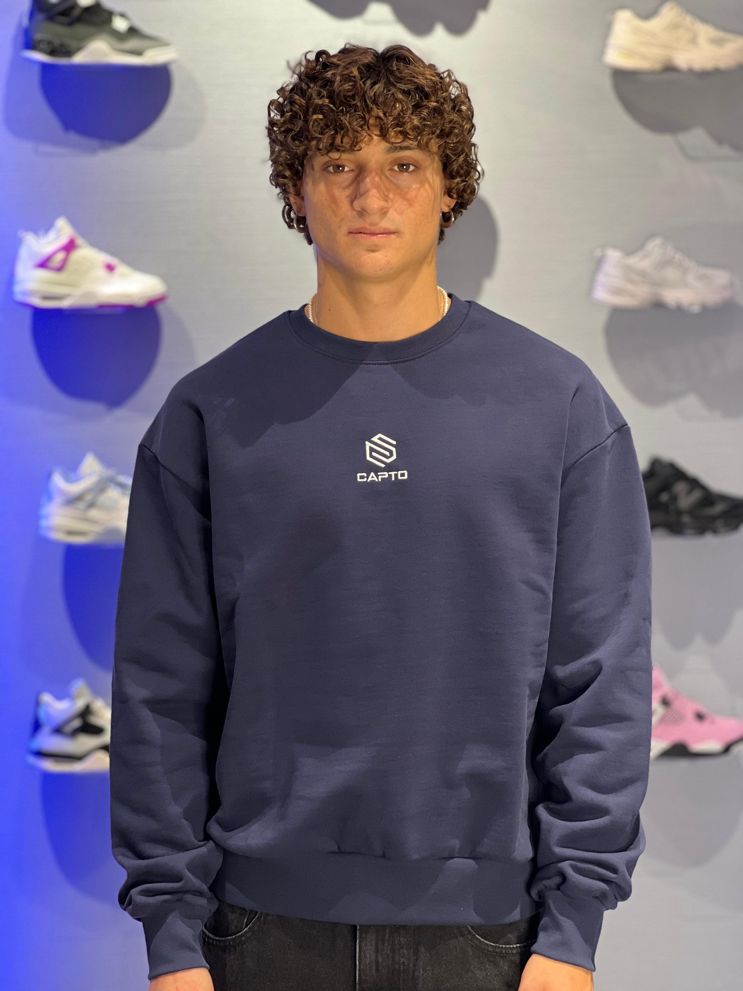 Felpa Capto Blu – 100% Cotone Garzato